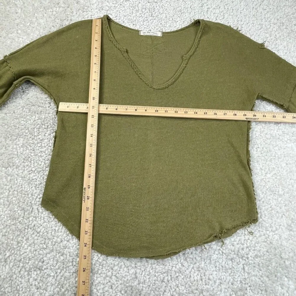 Free People We The Free Come & Get It V-Neck Sweater Green Large